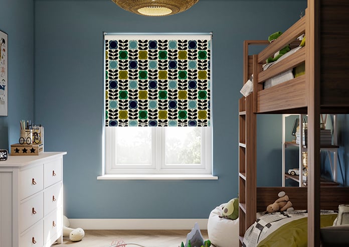 Orla Kiely Spot Flower Stem, Blue & Green - Twist&Fit Roller Blind - Image 3